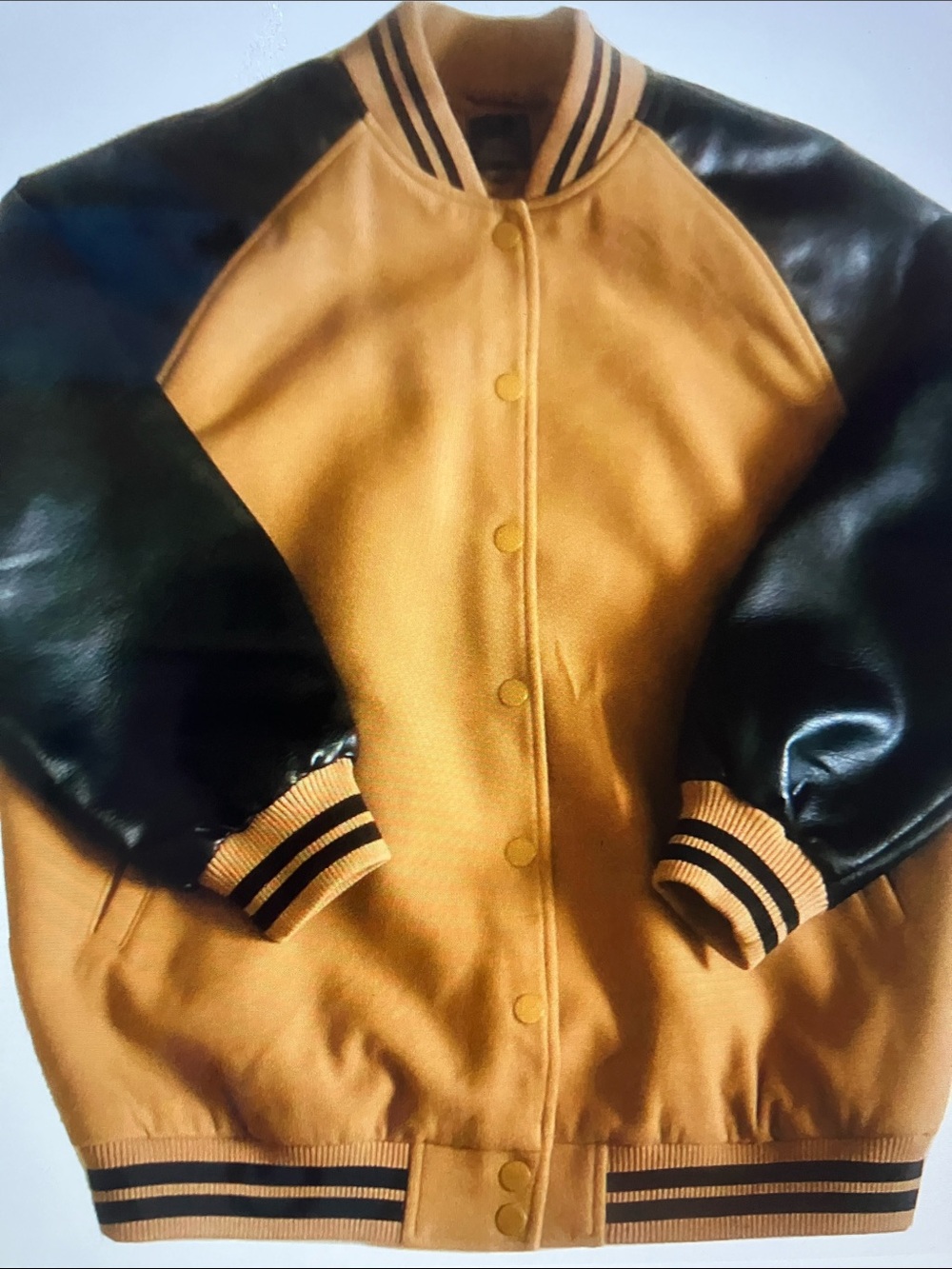 Wild Fable Two-Tone Varsity Jacket - brown & Black faux leather